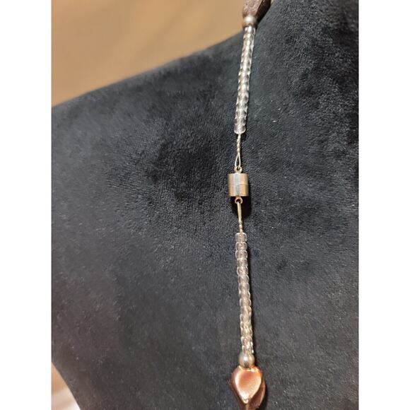 Women's Brown Gold and Glass Bead Necklace with for Easy Wear - Picture 7 of 7